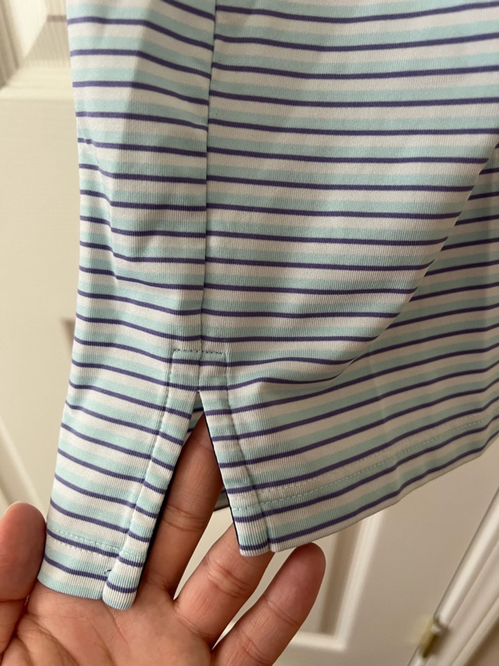 Greyson Men’s Light Blue Striped Performance Golf Polo Size Large - Picture 5 of 10